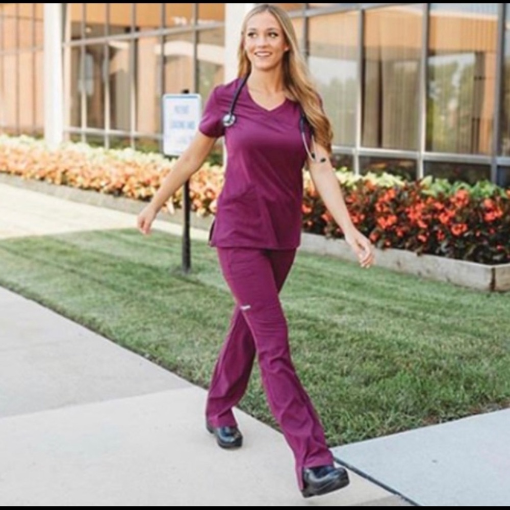Teal colored Skechers by barco scrub set